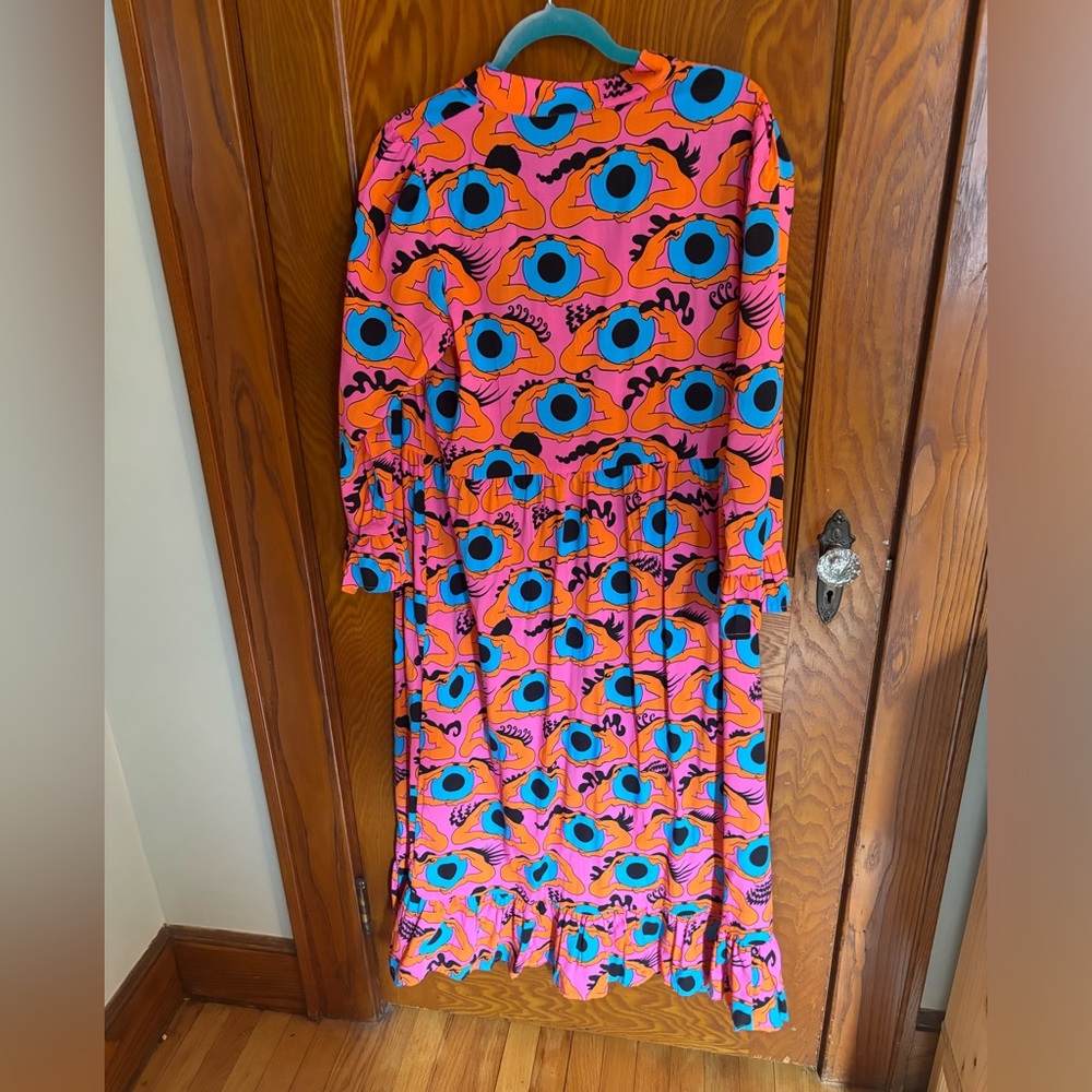 NOOWORKS NWT Olive Dress in Psychedelic Eyes Print Size Large—RARE - Picture 2 of 4
